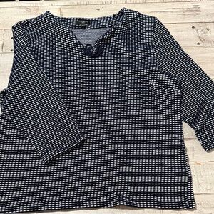 Talbots Navy and White Long Sleeve Top